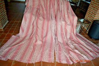 Vintage Massive Pair French Heavy Pink Brocade Boudoir Curtains Each 94ins Wi