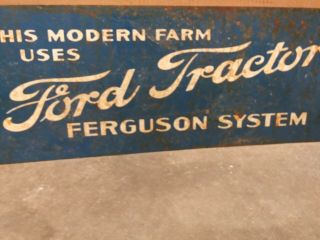 Vintage 1950s Ford Tractor Ferguson System Metal Farm Sign Gas Diesel Oil Old