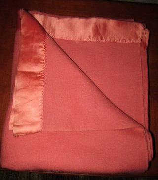 Vintage Chatham Coral Peach 100 Wool Blanket 3 " Binding Full Or Queen 76x89