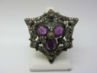 Very Rare Antique 1930/40 Old Signature Joseff Of Hollywood Faux Amethyst Brooch