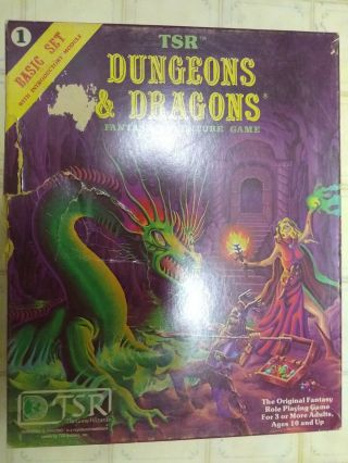 Vintage 1980 Dungeons & Dragons Fantasy Adventure Game Basic Box Set 1 - Tsr 1011
