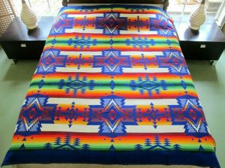 Vintage Beaver State Pendleton Chief Joseph Native Wool Blanket; 77 " X 66 "