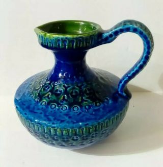 Rimini Blue Jug.  Large Mid Century Modern Vase.  Bitossi.  Londis.  Bay Keramik