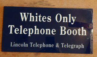1930 Whites Only Glass Phone Booth Sign Lincoln Telephone & Telegraph Nebraska