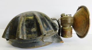 Vintage Justrite Carbide Lamp Miner Headlamp Coal Mining Light With Hat