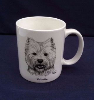 Westie Dog Coffee Mug West Highland Terrier Signed Vladimir Porcelain Rosalinde