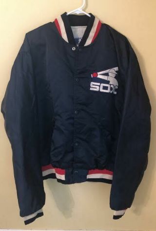 Vintage 80s Chicago White Sox Starter Jacket Mlb Baseball Blue (xl)