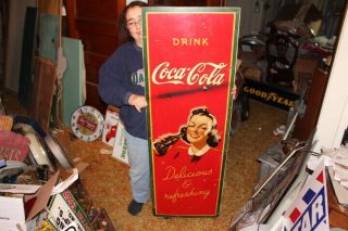 Rare Large Vintage 1945 Coca Cola Soda Pop Gas Station 54 " Sign