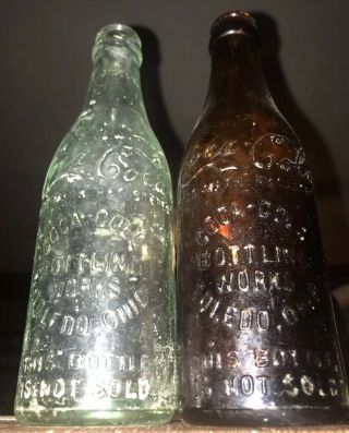 Rare Straight Side Amber & Aqua " Coca Cola Bottle Toledo Ohio Rare Set