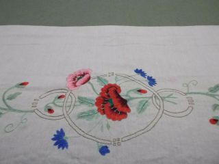 Arts & Crafts Linen Bedspread Pillow Cover Curtain Valance Embroidery Poppies