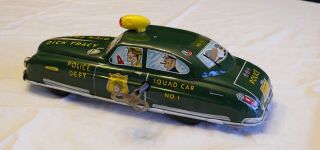 Vintage Marx Tin Toy Dick Tracy Police Car Runs Orig.  Key