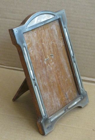 Vintage Silver Plate Art Deco Photo Frame Wood Back And Stand