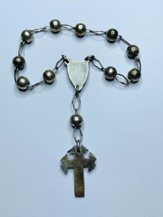 † Htf Vintage Sterling Mexico Hand Made Beaded Chaplet Single Decade Rosary †
