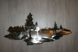Vintage Mcm Metal Tree Wall Sculpture Signed Nelson 12 " X 25 "