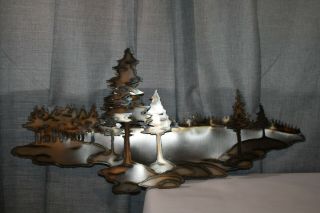 Vintage MCM Metal Tree Wall Sculpture signed Nelson 12 