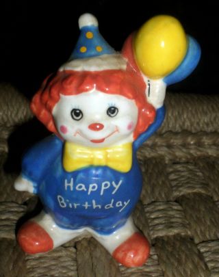 Vintage Russ Berrie & Co Collectible Colorful Ceramic Happy Birthday Clown