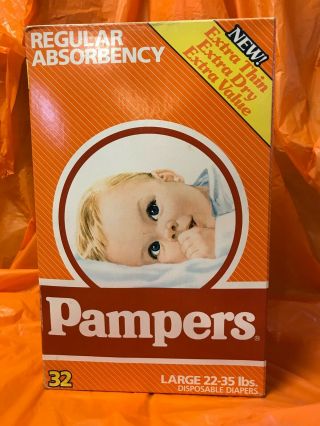 Vintage Pampers Baby Diapers 29 Large 3 Medium