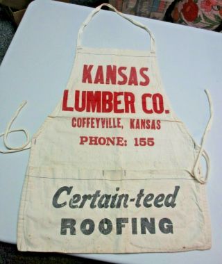 Vintage Nail & Tool Bag/apron - Kansas Lumber Co - Coffeyville Kansas Phone 155