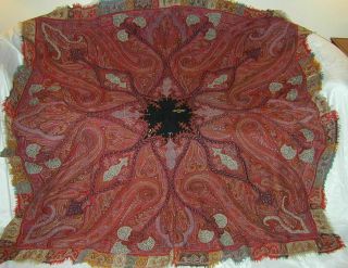 Antique 19thc Hand Made Kashmir Paisley Shawl - Sgnd/ Great Colors