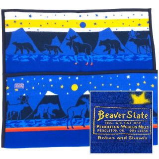 Pendleton Beaver State Woolen Mills Blanket Robes Shawls 33” X 45” Moose Usa