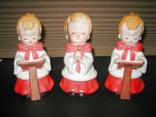 Set Of 3 Vtg Home Interiors Homco 5 " Christmas Choir Boys Figurines 5550 Lect