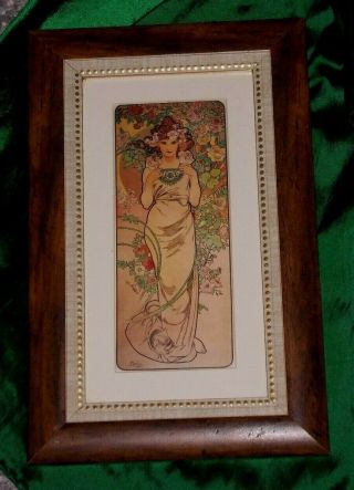 Vintage Mucha Framed Art Nouveau Lady Print