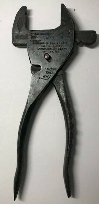 Vintage Eifel - Geared Plierench 8 - 1/2 " Adjustable Locking Pliers Old Tool
