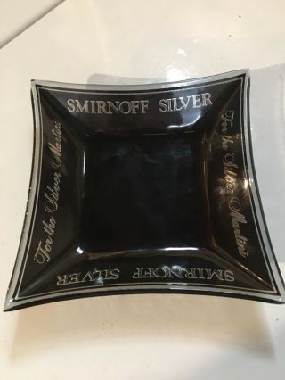 Rare Vintage Smirnoff Silver Vodka Glass Ashtray Bar Candy Dish Liquor Alcohol