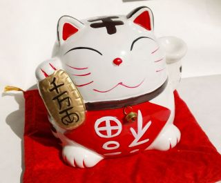 Lucky Happy Cat Maneki Neko Japan Fortune Feng Shui Money Box Piggy Bank