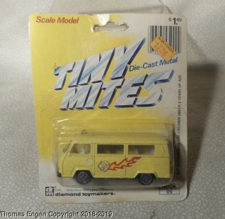 Vintage 1976 Die - Cast Tiny Mites Vw Volkswagen Bus Van Diamond Toymakers