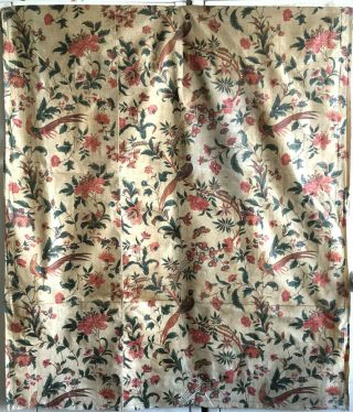 Rare Early 19th C.  Cotton Chintz French Bird,  Floral Print (2874)