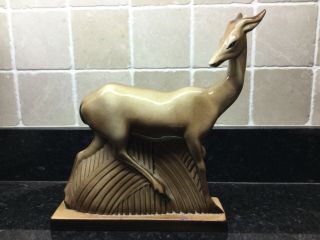 1930s Art Deco French Ceramic Statue Of Deer