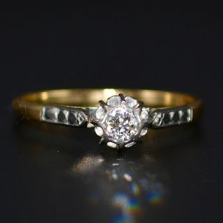 Vintage C1920s Platinum & 18ct Gold Solitaire Diamond Art Deco Ring Sz P L:256