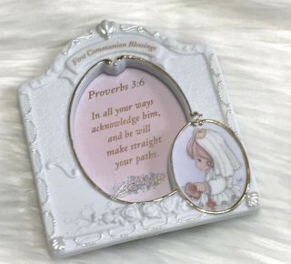 Enesco Precious Moments First Communion Girl Porcelain Frame,  Approx.  4x4.  5 "