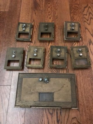 8 Vintage 60’s Brass Us Post Office Mail Box Doors