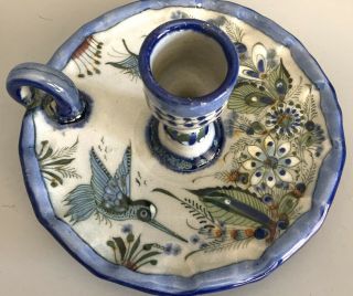 Ken Edwards Mexican Pottery Tonala Candle Holder Blue Bird Ke Mexico