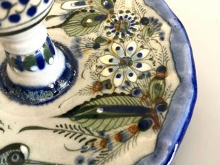 Ken Edwards Mexican Pottery Tonala Candle Holder Blue Bird KE Mexico 2