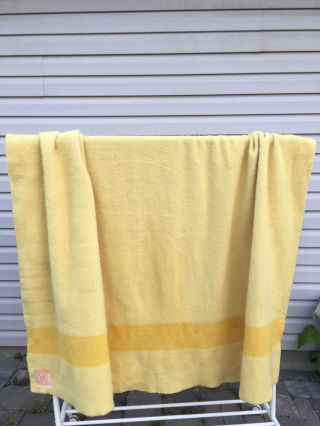 Vintage Hudson Bay Four Point Blanket Stripe Yellow Hudson’s Double Queen Wool