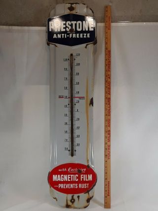 Prestone Anti - Freeze Thermometer Porcelain Sign No Tube 36 "
