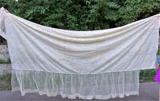 Fine Antique French Lace Coverlet Bedspread,  Pillow Sham,  Sz Twin Long (1 Of 2)