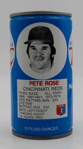 Pete Rose 1977 Vintage Mlb Royal Crown Cola Rc Soda Can Cincinnati Reds