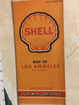 Shell Oil Highway Map Of Los Angeles & Vicinity,  Ww2