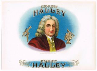 Cigar Box Label Vintage Inner Embossed Halley Astronomy Philadelphia