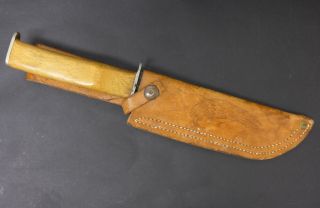 Vintage Ka - Bar Usmc Fighting Knife W/ Leather Sheath Wwii