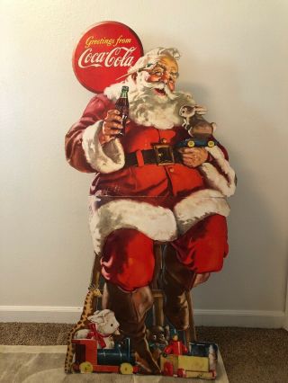 1947 Coca Cola Santa Clause Cardboard Easel Back Stand Up Sign