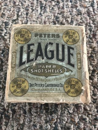 Scarce Peters Cartridge Co League Shotgun Box Shotshell Vintage Ammo Ammunition