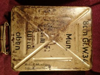 Well Marked Ww Ii Nazi Germany German Ammo Metal Box Canister -,