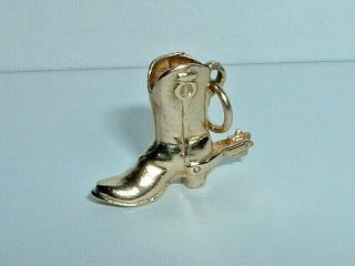 Vintage 14k Yellow Gold Western Cowboy Boot Moveable Spur Charm