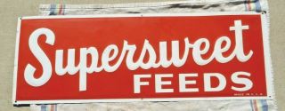 Vintage Tin 1950s Supersweet Feed Seed Sign Antique
