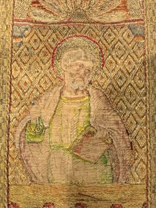 EARLY 16TH CENTURY RENAISSANCE EMBROIDERY - RARE St.  Peter with Keys 2
